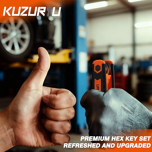 kuzuryu 17pcs Folding Allen Wrench Set, 2-Pack SAE & Metric Allen Key Set, Heat-Treated Chrome-Vanadium Steel - Portable Hex Tool for Bikes and Home Repair