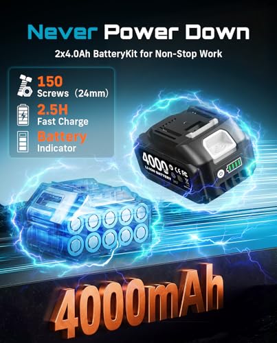 Seesii Impact Wrench 1000N.m(738 Ft-Lbs) & 46PCS 1/4″ Drive Socket Set Tool - color: 738 Ft-lbs / 2x4.0ah Battery & Socket Wrench Set