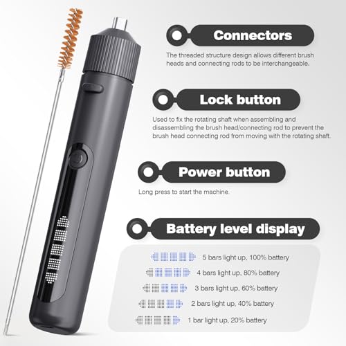 Electric Gun Cleaning Kit Brush Universal Supply for Rifle Handgun Shotgun Pistol Cleaning Brush with Rechargeable Battery, All Calibers and Portable Brush Gun Accessories Gift for Men