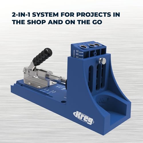 Kreg K4 System - With R3 Jig, Drilling Guide & Dust Collection - Adjustable, Versatile Jig - Create Rock-Solid Joints - For Materials 1/2" to 1 1/2" Thick - K4SYSTEM