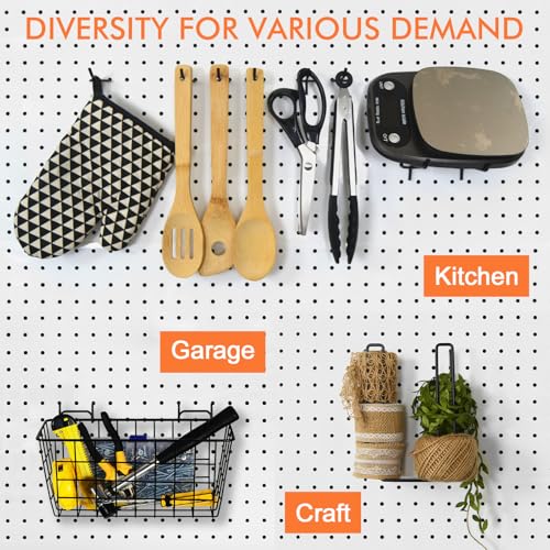 Pegboard Basket Organizers, 42Pack Peg Board Baskets Hooks Bins Cups(Black) - color: Black
