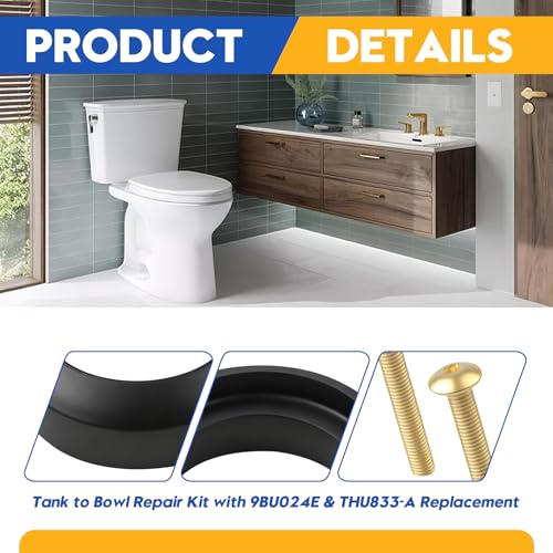 Tank to Bowl Repair Kit with 9BU024E & THU833-A Replacement Fits for Toto | Fits for Toto Drake Toilets Two Piece Model,Eco Drake Toilets ST701,ST703,ST723,ST743,for American Standard Toilet Parts