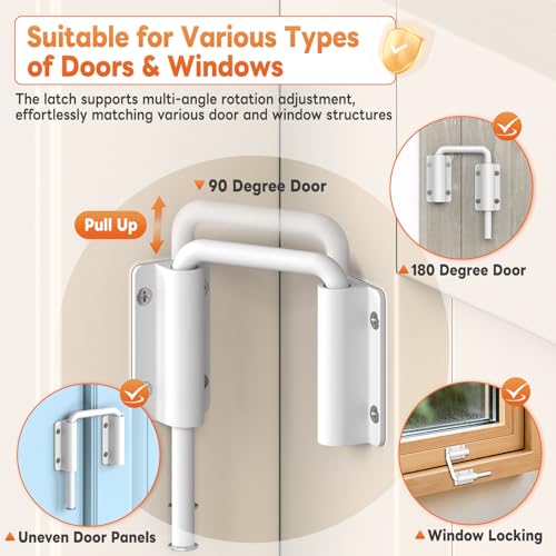 Upgraded Sliding Door Loop Lock, Gate Latches, White - color: White-1PC