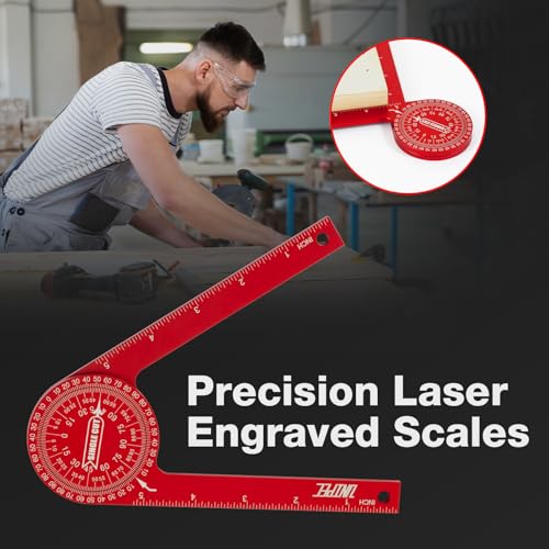 7.3 Inch Aluminum Miter Saw Protractor & Angle Finder Tool, Red