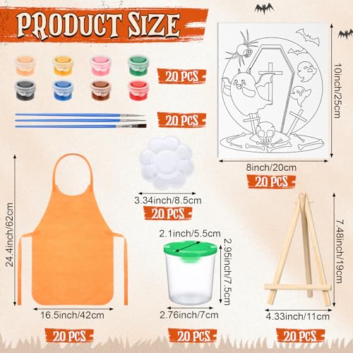 Sherr 140 Pcs 20 Set Pre Drawn Canvas Painting Kit, Halloween - style: Halloween