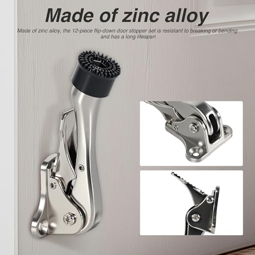 12 Pcs Kickdown Door Stoppers, Door Kick Stand, 5.35 in Rubber Doorstop