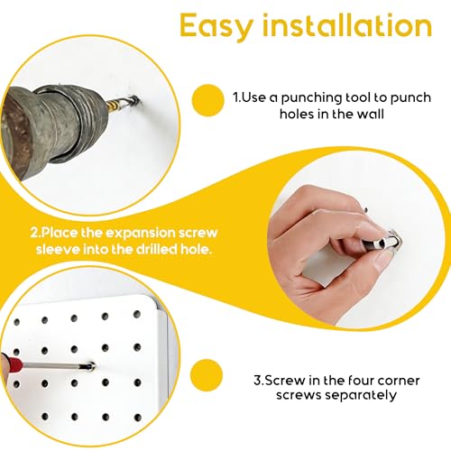 Pegboard Organizer Kit,4 Pack 14.76x10.82 in Metal Panels with 6 Bins,White - color: White, size: 14.76"x10.82"- 4 Pcs