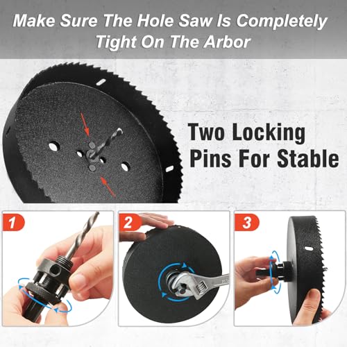 11 Inch Hole Saw with 1/2" Triangle Shank Quick Change Arbor, JTemgle Bi-Metal Hole Saw Heavy Duty Hole Cutting Tool for Cornhole Boards, Recessed Lights, Wood, Plastic, Drywall & Soft Metal - size: 11"