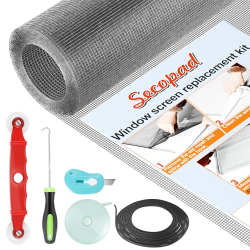 Secopad Window Screen and Screen Door Mesh Repair Kit, Grey, 39in x 78in - color: Gray, size: 39in x 78in