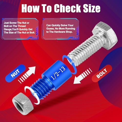 64Pcs Thread Checker, Nut and Bolt Thread Checker, 36 Inch & 28 Metric Box Set Thread Gauge, Thread Checker Standard and Metric Suitable for Size Checker of Bolts or Nuts in Narrow Areas - size: 64 Gauges - 36 Inch & 28 Metric