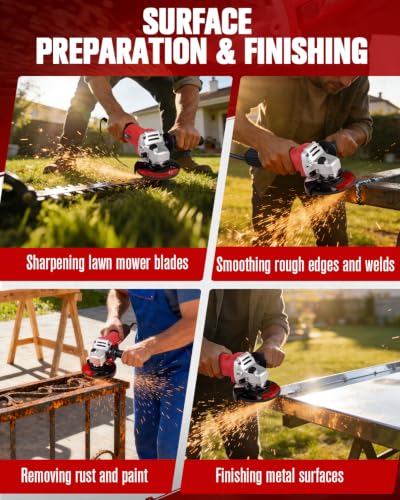 AVID POWER Angle Grinder 7.5-Amp 4-1/2 inch Electric Grinder Power Tools with Grinding Wheels, Cutting Wheels, Flap Disc and Auxiliary Handle for Cutting, Grinding, Polishing & Rust Removal - Dark Red - color: Dark Red