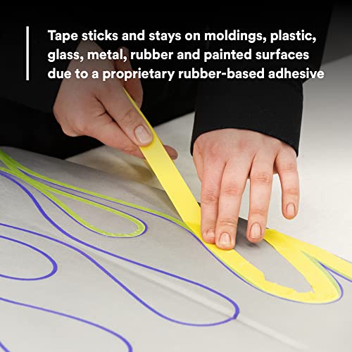 3M Automotive Refinish Masking Tape 388N, 06654, 36 mm x 55 m, Yellow, Crepe Backing, Moisture Resistant, Multi-Purpose (Pack of 2) - size: 36 mm x 55 m (2 Rolls)