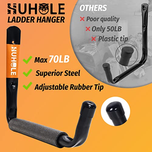HUHOLE 4 Pack 9.8 Inch Jumbo Garage Storage Hooks - size: 9.8" Ladder Hanger