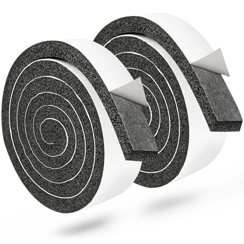 2 Rolls 1/2 Inch W 1/4 T Weather Stripping Air Conditioner Open Cell Foam Seal Tape, Window Insulation High Resilience Seal Strip for Doors Window,Total 32FT - size: 1/2IN*1/4IN*32FT
