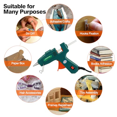 SHJADE Hot Glue Gun with 30 Glue Sticks, 20W Mini Hot Melt Gun Kit(Green) - color: Green