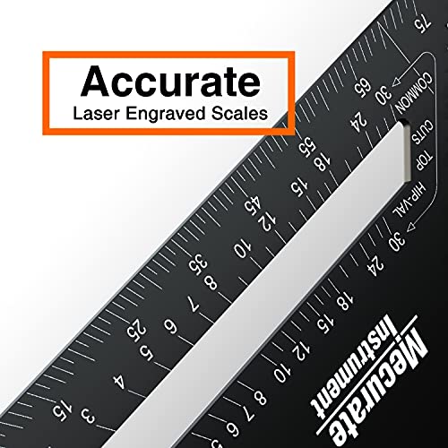 Mecurate 12 Inch Heavy-Duty Aluminum Alloy Triangle Rafter Square, Durable Carpenter's Layout Tool with Easy-to-Read Scales for Angle Measurement, Marking & Cutting Guide - size: 12 Inch