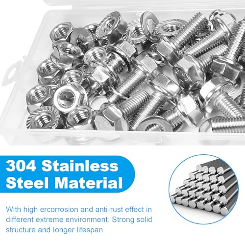 15 Sets M8-1.25 x 20mm Flanged Hex Head Bolts and Nuts Kits - size: M8-1.25 x 20mm