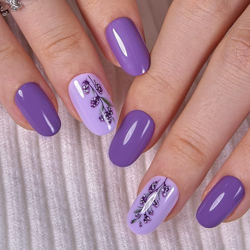 CurvLife Medium Oval Press On Nails, Purple Orchid, Soft Gel - color: Purple orchid
