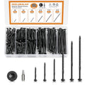 #8#10 Wood Screws Kit, 6 Sizes (1-1/4", 1-5/8", 2", 2-1/2", 3", 3-1/2") - color: Black