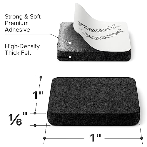 X-PROTECTOR Felt Furniture Pads - 48 PCS 1" - Felt Pads Floor Protectors - size: 1" 48 Black, Square