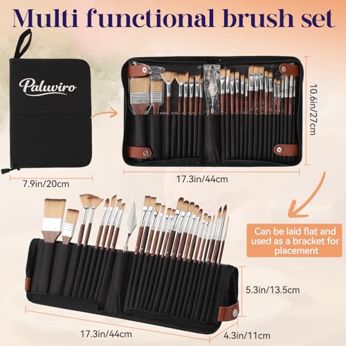 Paint Brushes Set of 26 Pieces Watercolor Acrylic Paint Brushes with Self-Standing Case, Professional Wooden Handle Brushes for Oil, Acrylic and Watercolor Painting, Face Painting