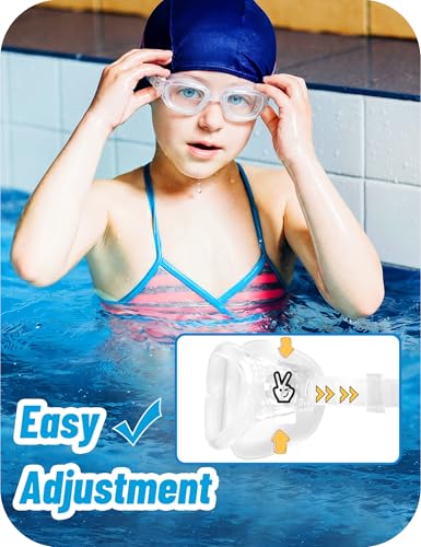 Vvinca Kids Swim Goggles, Swimming Goggles for Kids 3-14 Anti-Fog UV Protection No Leak Pool Glasses for Boys Girls - color: 02 - Transparent