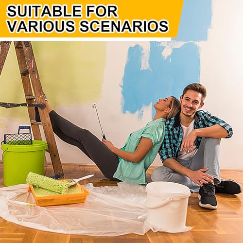 ZENOWICK 30 Pack Plastic Drop Cloth, 9x12 Ft Plastic Sheeting for Painting | Dust-Proof Tear-Resistant Painters Plastics Tarp Cloth for Furniture Floor Sofa Protector Cover Durable & Thick