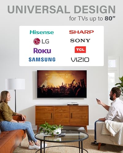 SANUS Low Profile TV Wall Mount for 40" to 80" TVs - Universal Fixed Wall Mount TV Bracket, Slim 1” Profile - 3 Step Easy Install w/Included Hardware - UL Certified