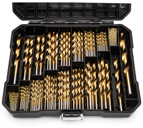 230 Pcs Drill Bit Set, 135°Tip High Speed Steel for Wood, 3/64"-1/2"