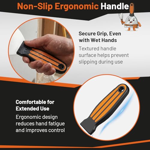 Fishark Putty Knife Set, 2/3/4/6in Stainless Steel Spackle Knives, 4Pcs - color: 2" 3" 4" 6"