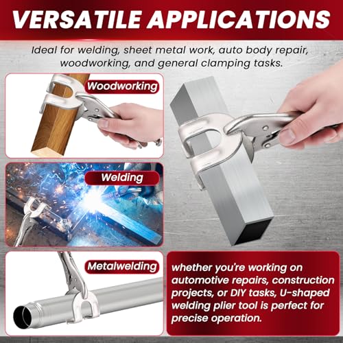 9" Locking Pliers Set, U-Shaped Welding Clamps, 2 Pack
