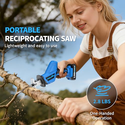 FULLYEA Reciprocating Saw Cordless, 3500SPM Variable Speed, 2x2.0Ah Battery
