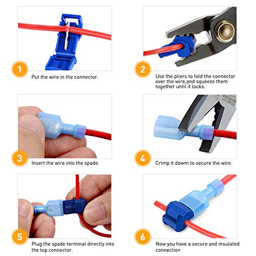 Nilight 100PCS Quick Splice Snap Wire Electrical Terminals T-Tap Connector - color: 100Pcs Snap Wire Connector