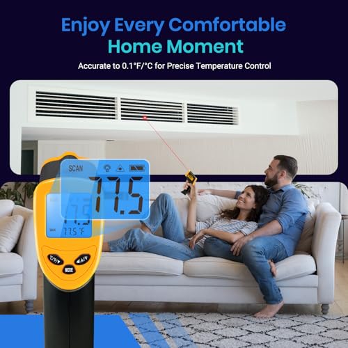 Etekcity Infrared Thermometer Laser Temperature Gun, -58°F~1130°F - color: Light Yellow, style: Advanced