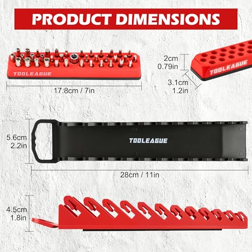 TOOLEAGUE 2Pcs Magnetic Wrench Organizer Set & 1/4" Hex Bit Organizer