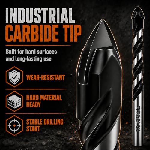 10-Piece Masonry Drill Bit Set & Concrete Drill Bit Set, 7 Sizes, 1/8"-1/2" - size: 10 pcs 1/8"-1/2" Masonry Drill Bit Set