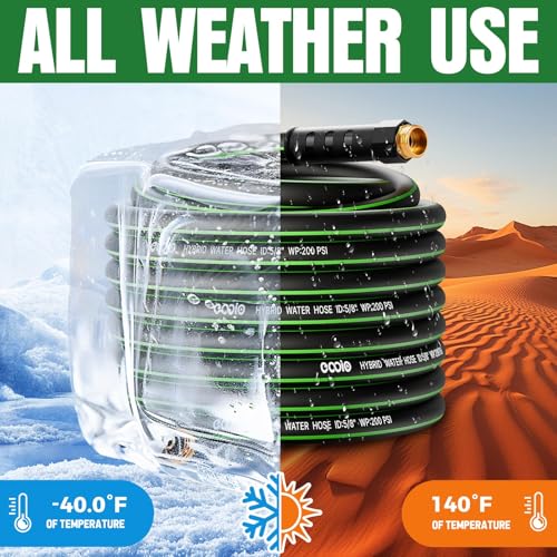 Heavy Duty Garden Hose 10ft, NON-EXPANDABLE Flexible Water Hose, Kink Resistant Lightweight Hybrid Hose, Leakproof Hose Male to Female Fittings - color: Black+Green, size: 10ft