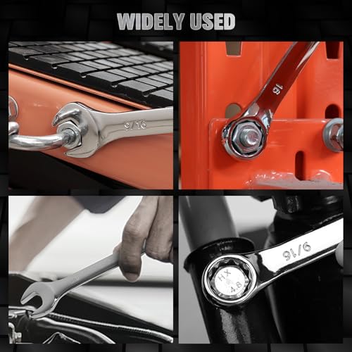SWANLAKE 30-Piece Combination Wrench Set, Metric & SAE (8-22mm & 1/4” to 1-1/16”),12-Point Open End Standard Wrench Set, Mechanics Wrenches Sets, Chrome Vanadium Steel with Storage Rack - style: 30-Piece Combination