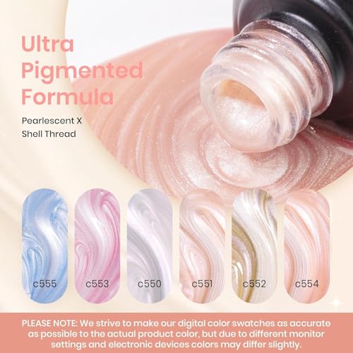 Beetles Pearl Gel Nail Polish Kit, Glitter Silk Mermaid Swirl Gel Polish - color: A - Pearl Glitter | Glitter Silk