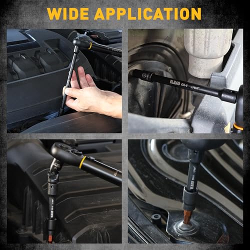 4-Piece 1/4" Drive Socket Extension Bar Set, 2, 4, 6 inch Professional Extension Set, 1/4 Inch Drive Universal Joint Socket, Premium Cr-V Steel Sockets Wrench Extender - style: 4-Piece 1/4" Socket Extension Bar Set