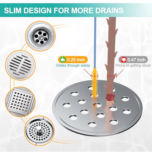 EastLink 50 Inch Extra-Long Drain Snake 3 Pack, Reusable Drain Clog Remover