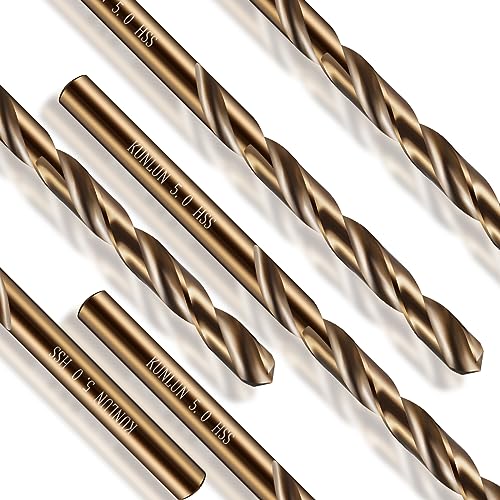 Wensilon 1/8" Cobalt Drill Bit(10Pcs), M35 HSS Metal Drill Bit Set forwood, Hard Metal, Stainless Steel, Cobalt Steel M35 Jobber Length Twist Drill Bits - size: 1/8 in