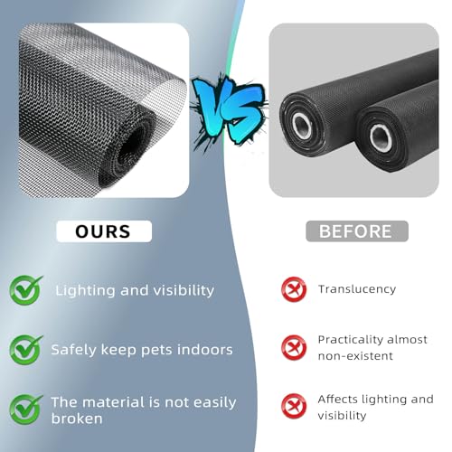 Pet Proof Window Screen Replacement Mesh, 39“ x 100" Rolled Packing Upgraded Thicken Charcoal Screen Door Mesh DIY for Sliding Pet Screen Door Repair and Porch, Patio - size: 39"x100"Roll