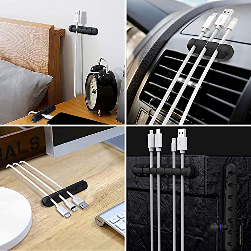 SOULWIT 3 Pcs Silicone USB Cable Holder Clips, Self Adhesive - Black - color: Black