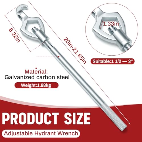 Tandefio 1 Pcs Fire Hydrant Wrench, 1-1/2" to 3", Silver - color: Silver, size: 1-1/2" to 3"