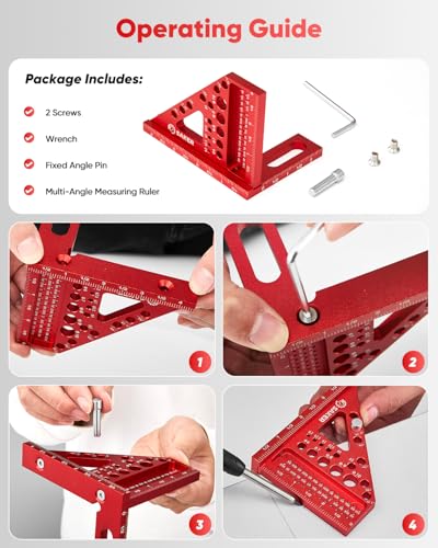 Saker 3D Multi-Angle Measuring Square Tool, Aluminum Alloy Carpenter Square - size: 4.4inch