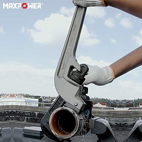 MAXPOWER 18-inch Pipe Wrench, 45 Degree Angled Cr-Mo Jaw, 2.36” Opening - size: 18-inch, style: Offset Pipe Wrench