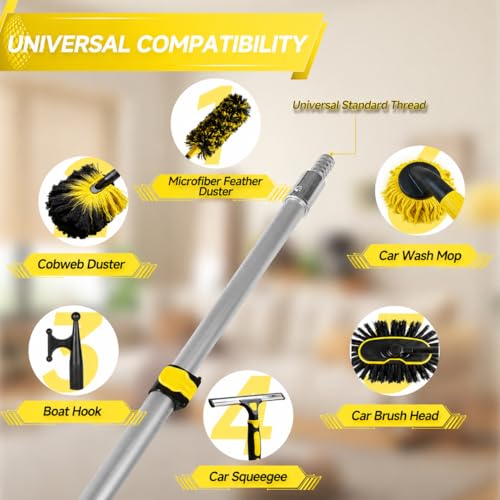 1.4–3 FT Telescoping Pole, Paint Roller Extension Handle with Threaded Metal Tip for Indoor Painting, Dusting and Window Cleaning (Yellow) - size: 3 FT Yellow