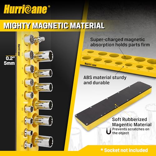 HURRICANE Magnetic Socket Organizer Set 2 Piece Socket Holder Set Includes 1/2" Drive Metric SAE Socket Trays - size: 2 Piece