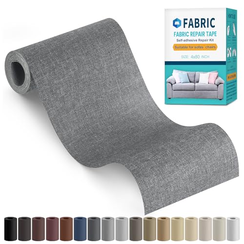 Fabric Repair Tape, 4" x 80" Self-Adhesive Linen Repair Tape Patch Kit Grey - color: Grey, size: 4" x 80"